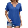 Tops de T-shirt Femininos de Cor Sólida com Decote em V, Soltos e de Manga Curta, Novidades para Primavera e Verão