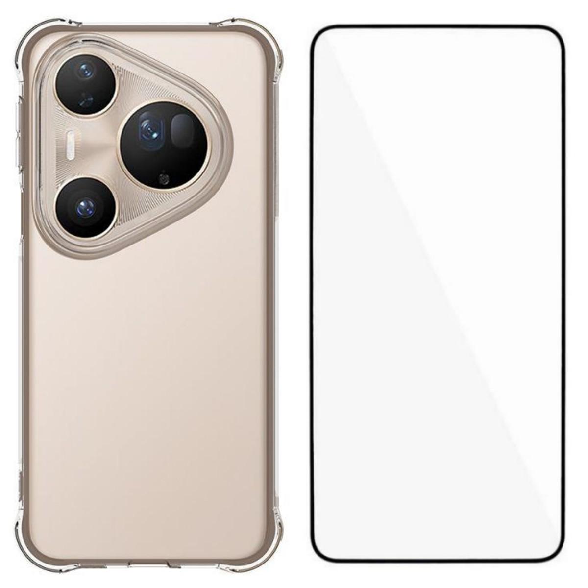 

Для Huawei Pura 80 Ultra Чехол WANLONFENG Серии WL 2.0 мм ТПУ Чехол для телефона с Защитной пленкой из закаленного стекла Transparent