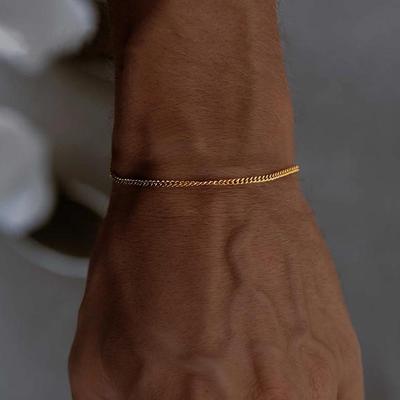 St. Delan European Stainless Steel Cuban Link Men's Bracelet - Fashionable, Adjustable, Non-Fading.