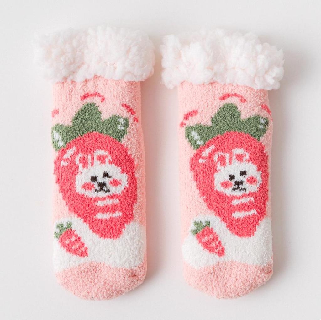 Non-Slip Fleece-Lined Baby Winter Socks - Thick, Warm, and Cozy Coral Floor Socks for Children