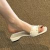 2026 Summer Studded Shoes Women Flat Sandals Rivets Shoes Elegant Party Ladies Sandals White Daily Wear