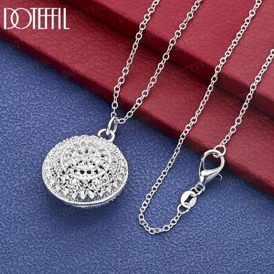 925 Sterling Silver Round Pendant Necklace Fashion Jewelry