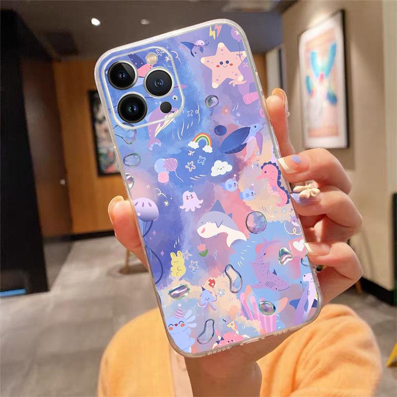 Sea Creatures Jellyfish Phone Case For Iphone 15 14 Pro Max 13 12 11 Pro Max XSMax XR 12 13 Mini 14 Plus