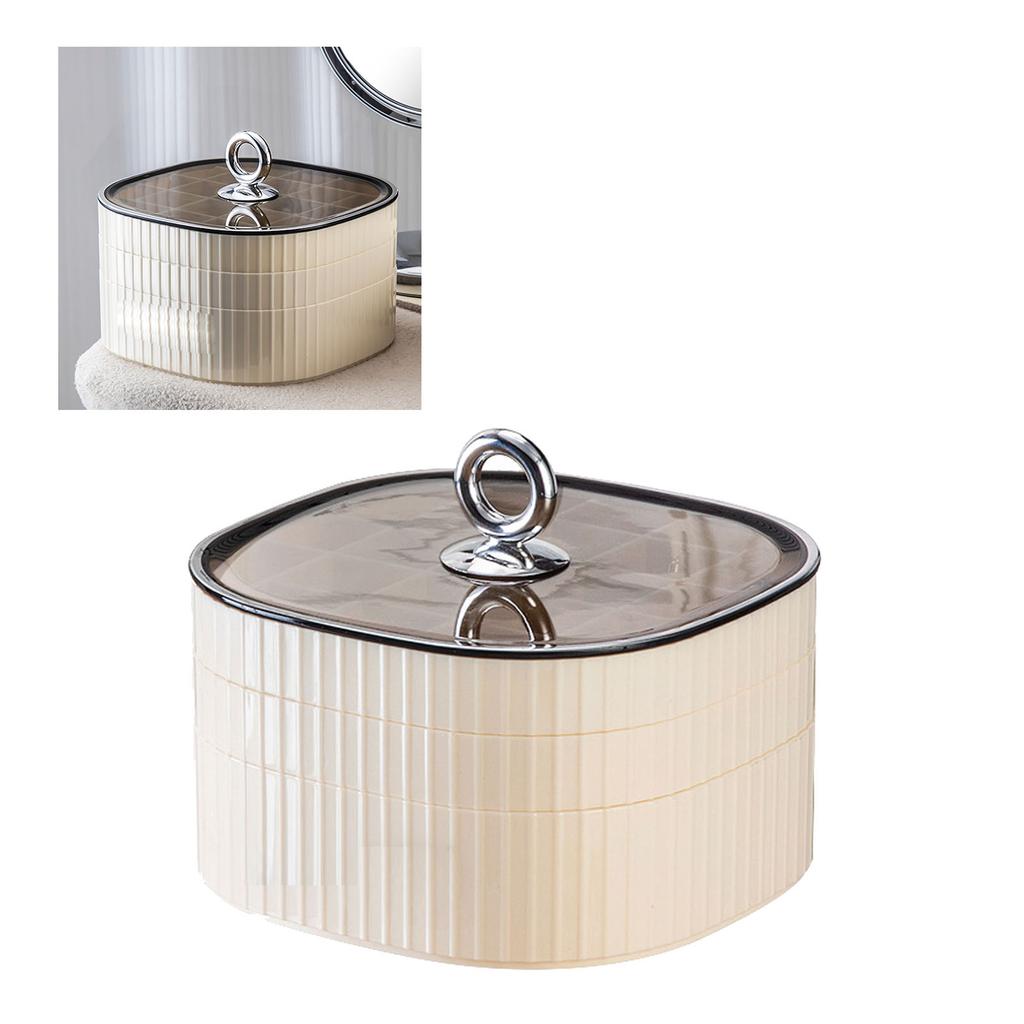 Jewelry Box 3 Layer ABS Earring Necklace Watch Cosmetic Organizer with Transparent Lid for Women