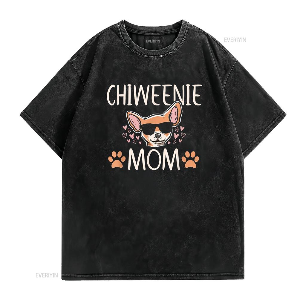 Chiweenie Love Cool Chihuahua Cute Dog Mom Owner Lover T Shirt vintage Washed Top For Everyday Wear Slightly Breathable