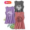 Three-piece Set Elegant Vest for Women Outdoor Mountain-themed Printed Round-neck Women's Tank Top Suitable for Spring and Summer Fashionable Tops