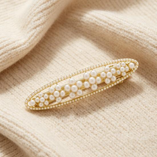 Decorative Hairpin, Imitation Pearl Oval Shape Hair Clip, No Damage Side Bang Hair Pin, Hair Accessories for Multiple Styles