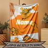 Custom Name Personalized Garfield Print Blanket, Home Decor, Bedroom, Sofa, Camping, Couch, Gifts for Birthday Christmas