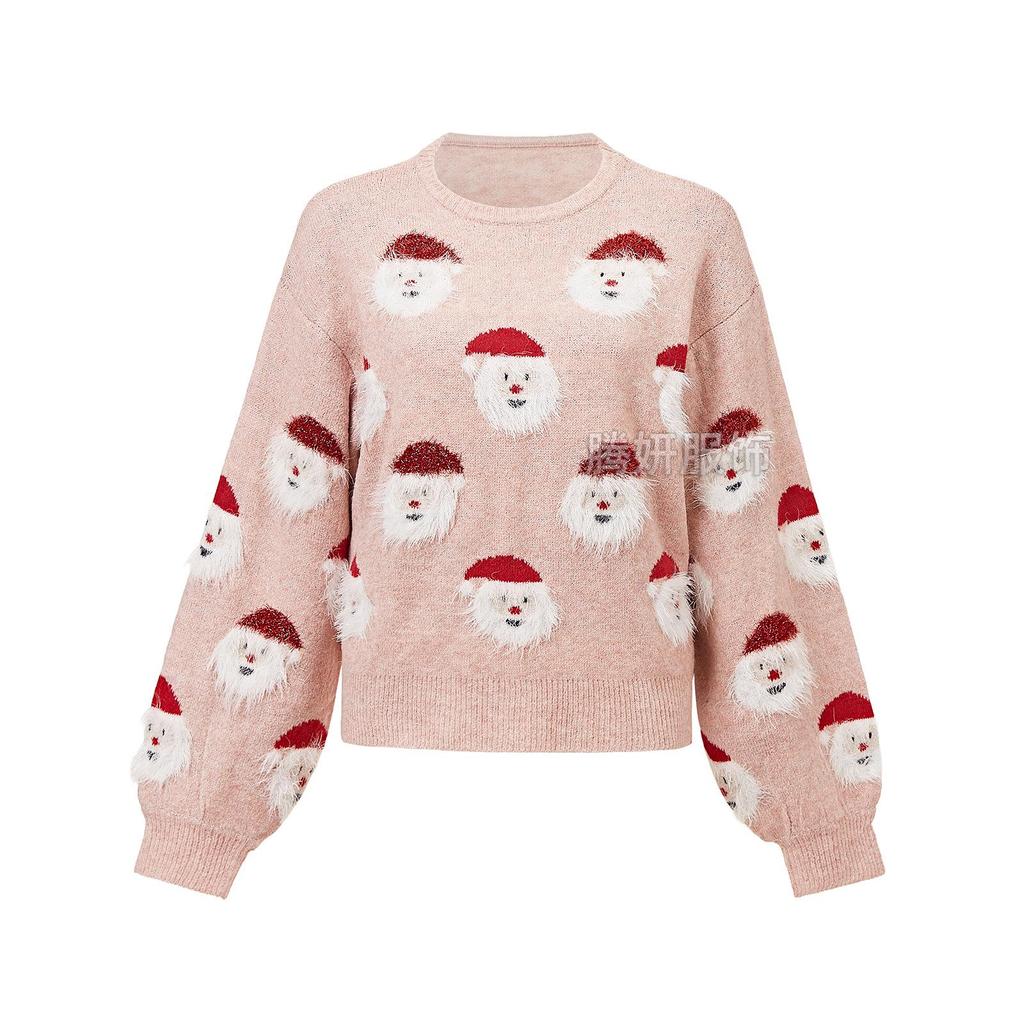 Cute Christmas Old Man Head Knit Pullover Sweater - 2026 Fashion