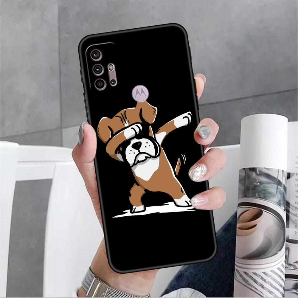 

Мягкий чехол с милым животным в виде собаки для Motorola G60 G30 Edge 20 30 G22 G9 Play G52 G8 G9 Power G50 One Fusion, черный чехол для телефона Moto G50