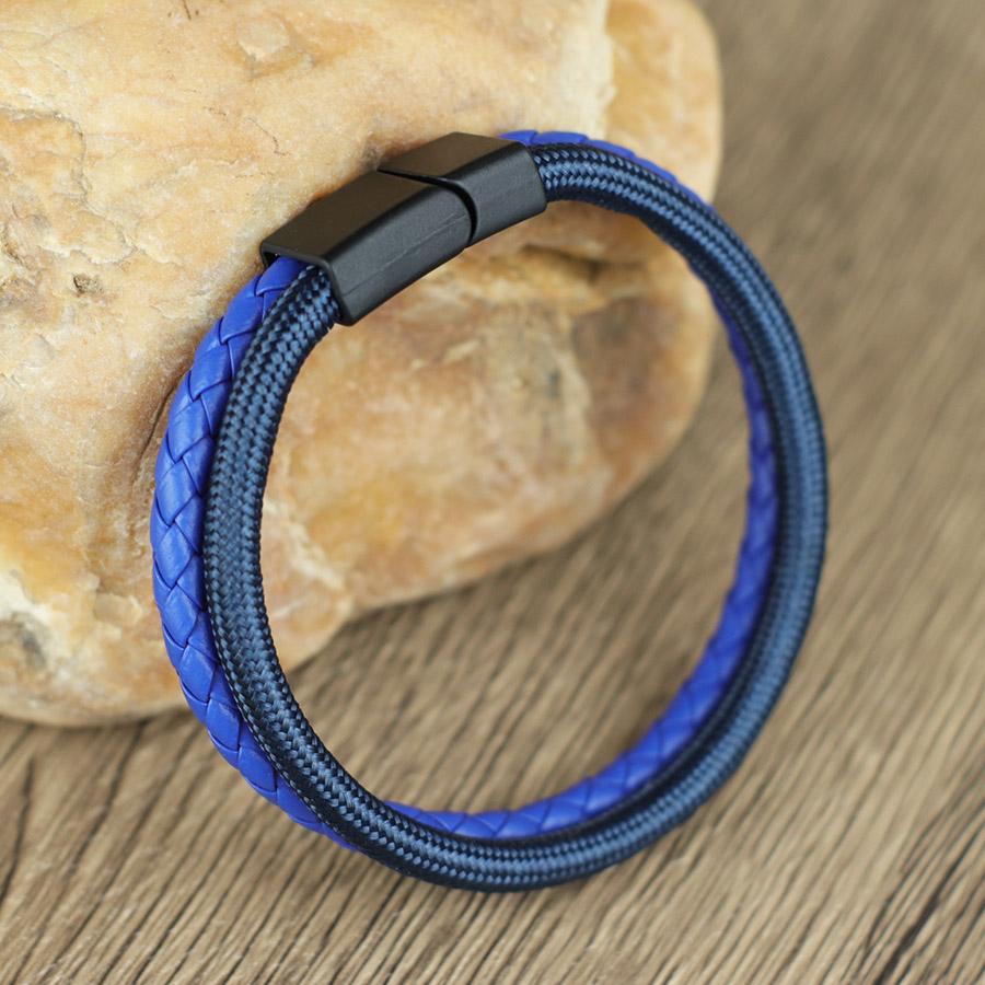 

Noter Fashion Men Bracelet 3 Colors Available Bilayer Wrap Braclet Openable Buckle Leisure Versatile Accessories Pulseria Homme темно-синього кольору