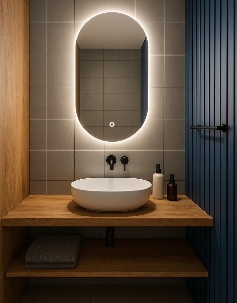 Lustro Owalne Led 75X115 Z Włącznikiem Dotykowym Wodoszczelność Ip65 Luna