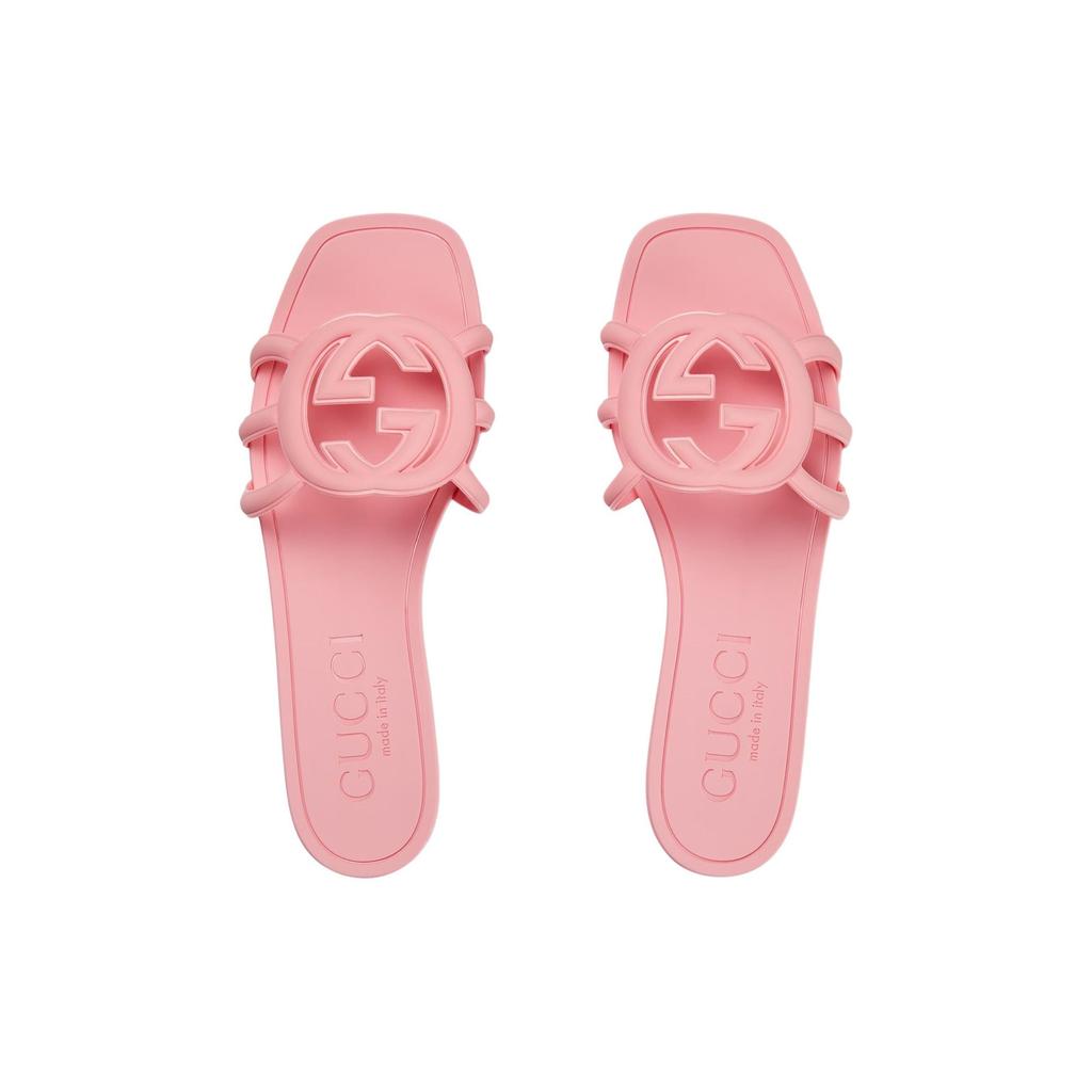 Gucci Interlocking Rubber Sole Slide Slippers Women's Pink 780307 J8700 5815