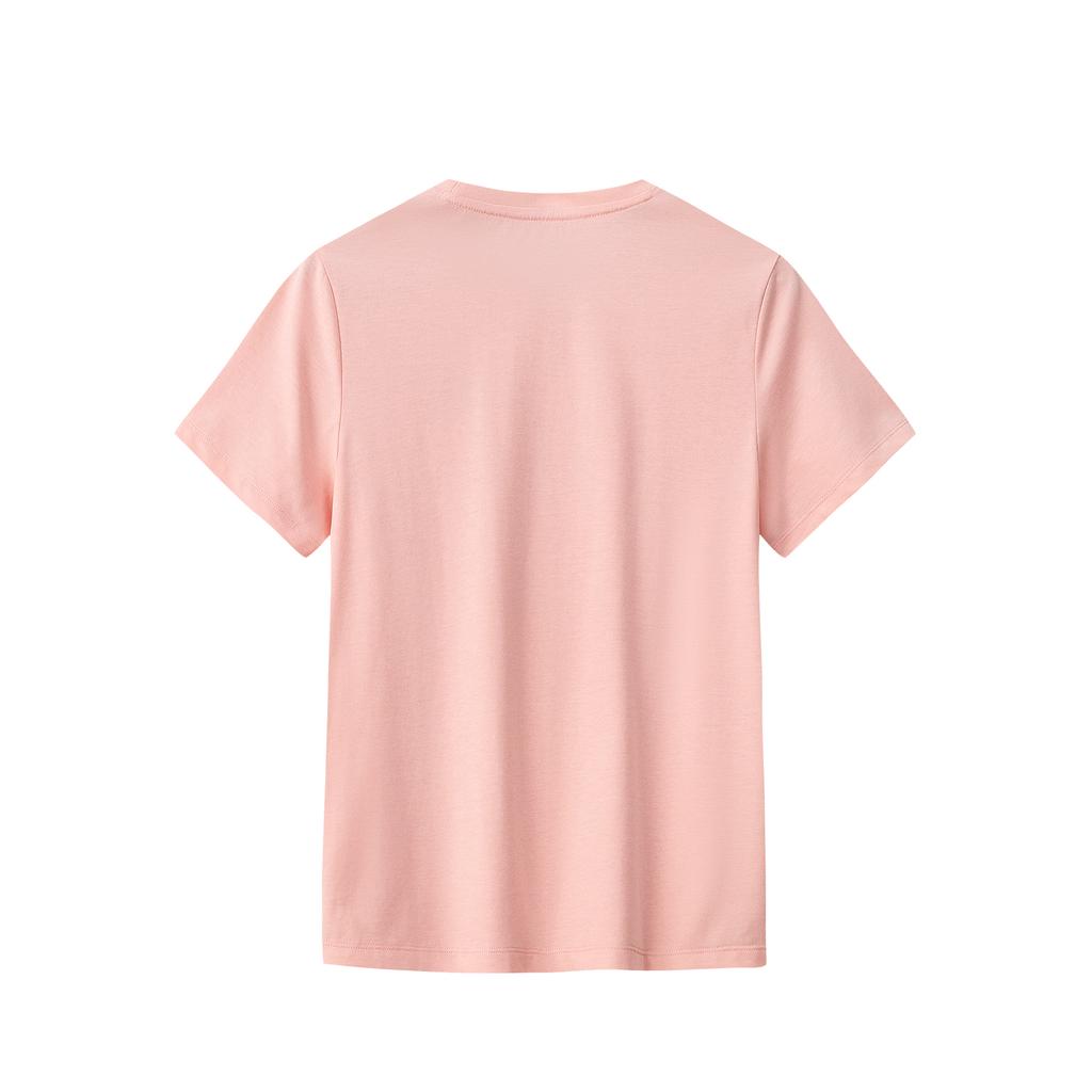 Anta Short Sleeve Knitted T-Shirt Summer Sports Casual Women Tops Peach-Pink 962628114-1