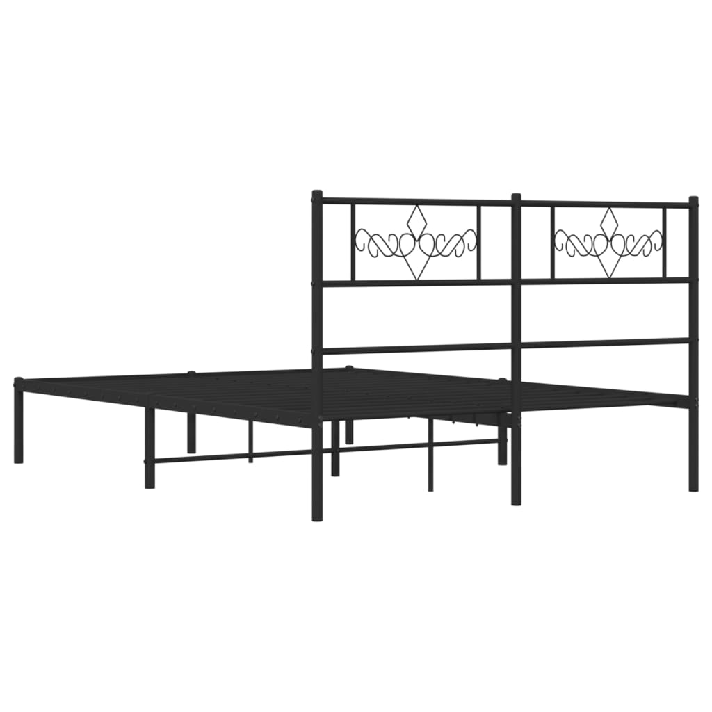 Metal Bed Frame with Headboard Black 120 x 190 cm
