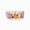 Huitan Bright Rainbow Cubic Zirconia Ring Women Fashion Summer Jewelry Young Lady Dainty Gift Accessories Jewelry