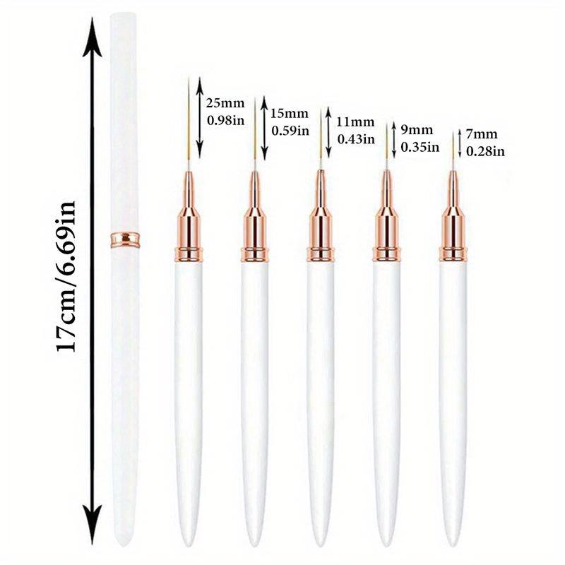 5 Stück/Set Nail Art Liner Pinsel Set Verlängerte Linien Striping Zeichnen UV Gel Malerei Nageldesign Stift Professionelles Maniküre Werkzeug