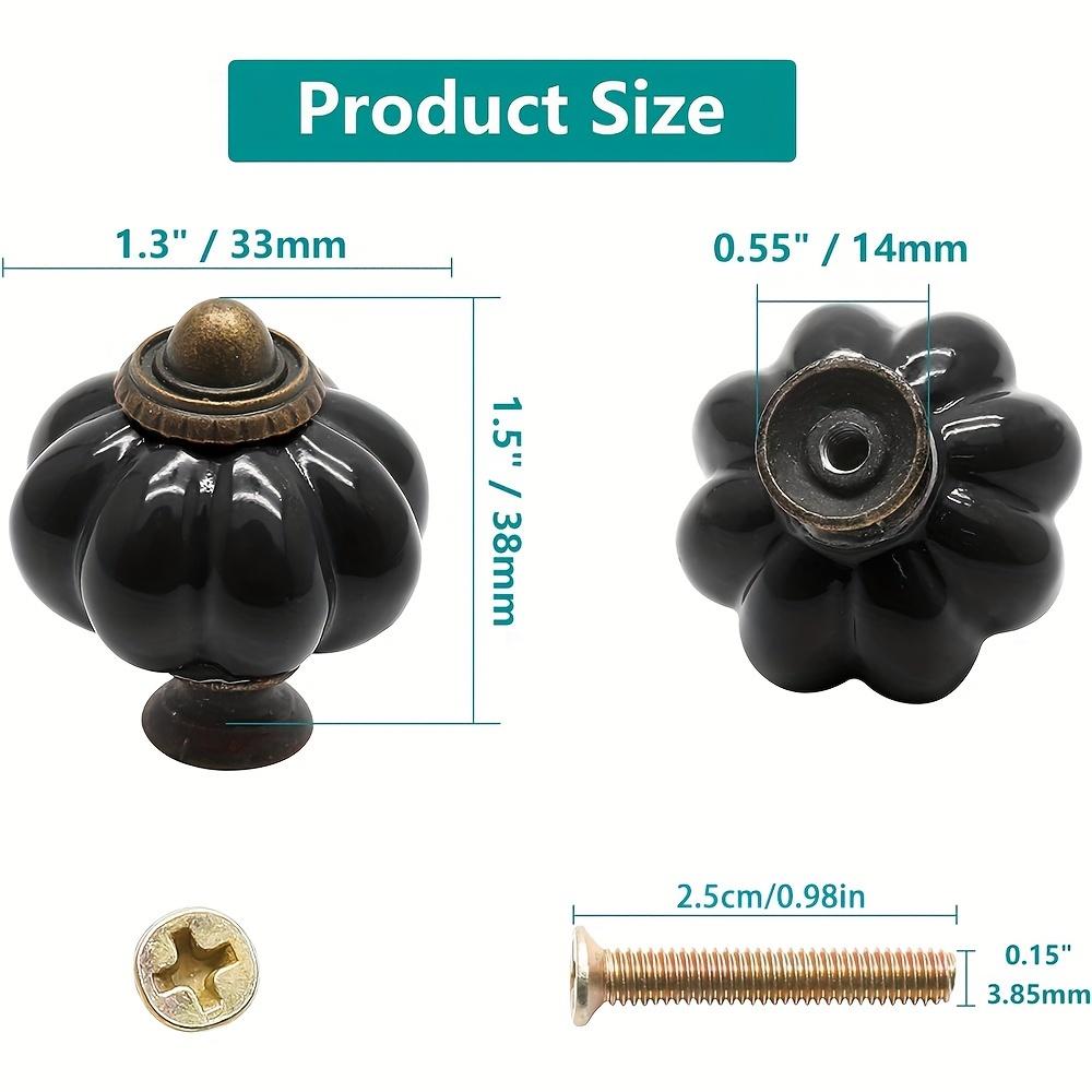 6 or 12 Pcs of Elegant Black Pumpkin Vintage Ceramic Knobs for Cabinets - Complete with Mounting Screws, Ideal for Dresser, Drawer and Door Decor