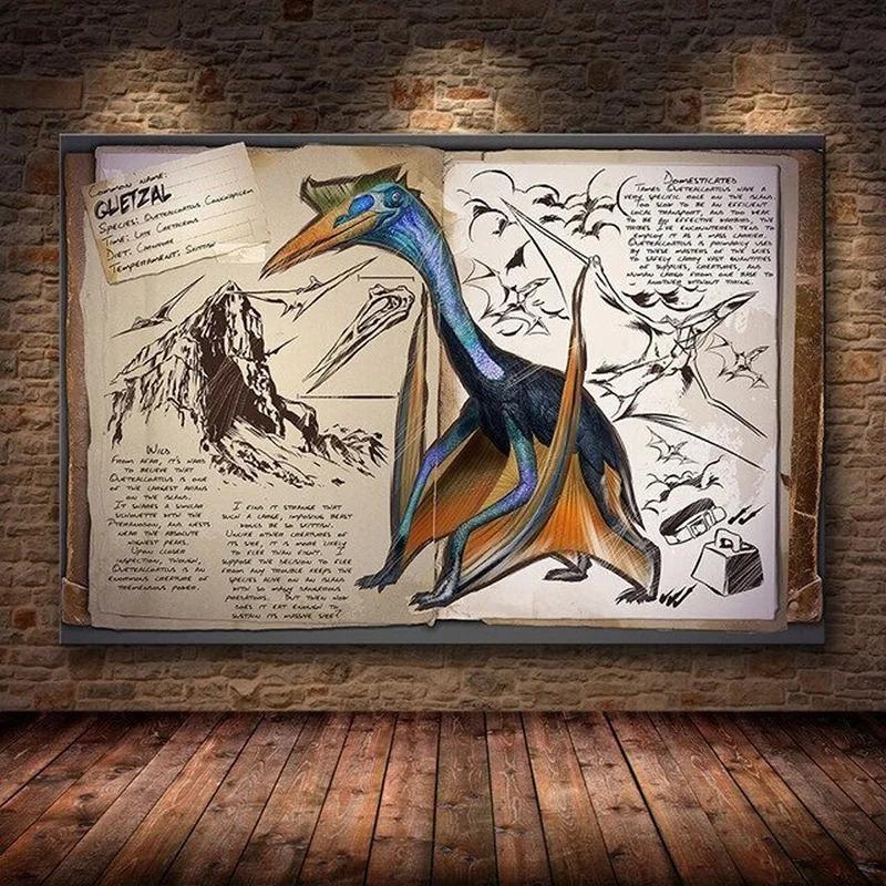 Modułowy Płócienny Ark Survival Evolved Obrazy Malarstwo Gra Survivalowa Wystrój Domu Druk Plakat Dinozaura Salon Nowoczesna Sztuka Ścienna