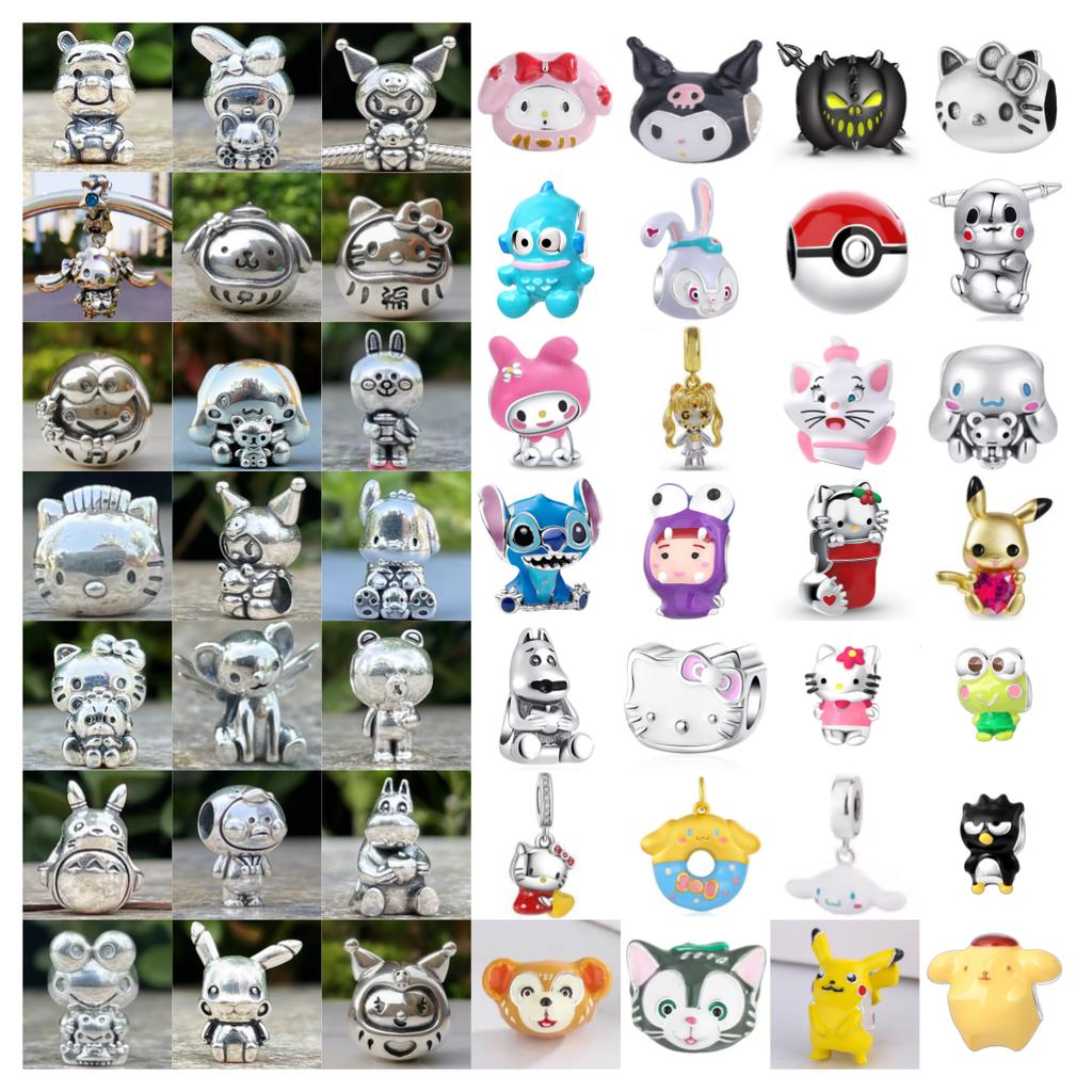 Brand New Miniso Sanrio Bead Components Copper Metal Stitch Hello Kitty Kuromi Charm Bead Component Compatible With Authentic Original Bracelet High