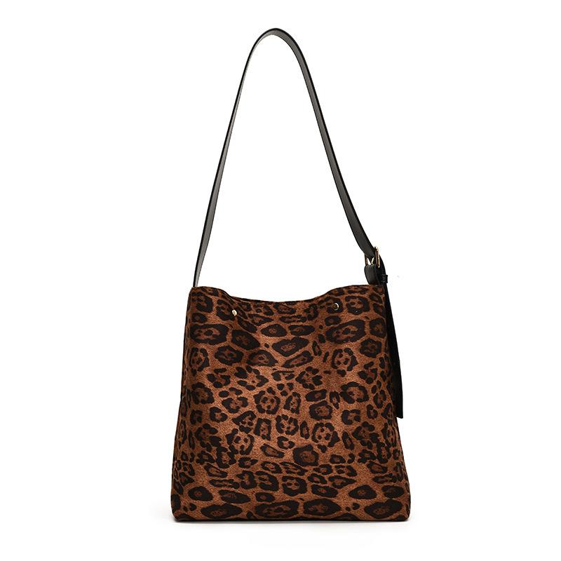 Leopard Print Bag, Women's Tote Bag, Large Capacity, Autumn and Winter Can Be Messenger, New Casual Retro Commuter Bag