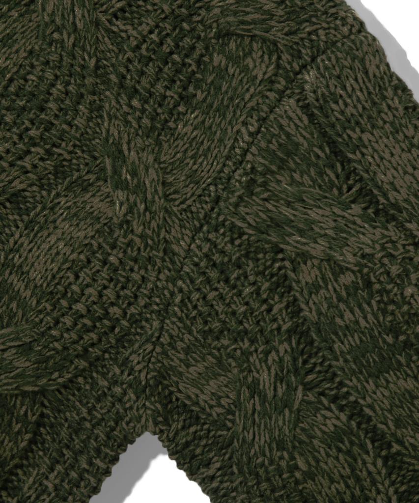 TRILLION Washable Big Cable Oversized Crew Neck Knit [Khaki]