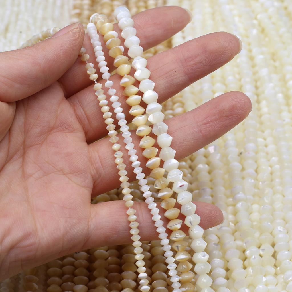 1String, White Yellow Natural Shell Beads for Jewelry Making DIY Necklaces, Bracelets Anklets Accessory, Unique Gifts for Halloween, Christmas 38cm