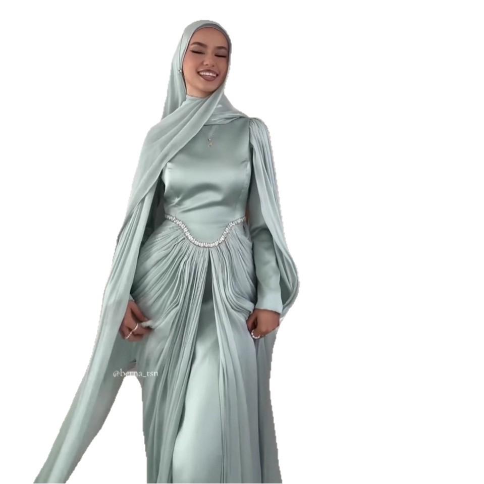 New European and American Women's Clothing Light Luxury Elegant Diamond-encrusted Splicing Waist Robe Dress