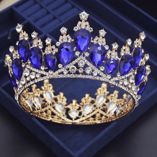 Baroque Water Drop Ab Crystal Wedding Crown Royal Queen Prom Bride Diadem Pageant Circle Tiaras Headdress Wedding Hair Jewelry