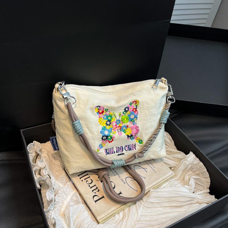 

Сумка среднего размера Вышитая сумка на молнии Сумка через плечо Женская универсальная поясная сумка Мини-косметичка Легкая ручная бежевый