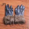 Langlebige Werwolf-Handschuhe Realistische Krallen-Handschuhe, Pelzige Schwarze Wolfspfoten Kostüm Kopfbedeckung, Halloween Cosplay Zubehör Bestien Tier Requisiten für