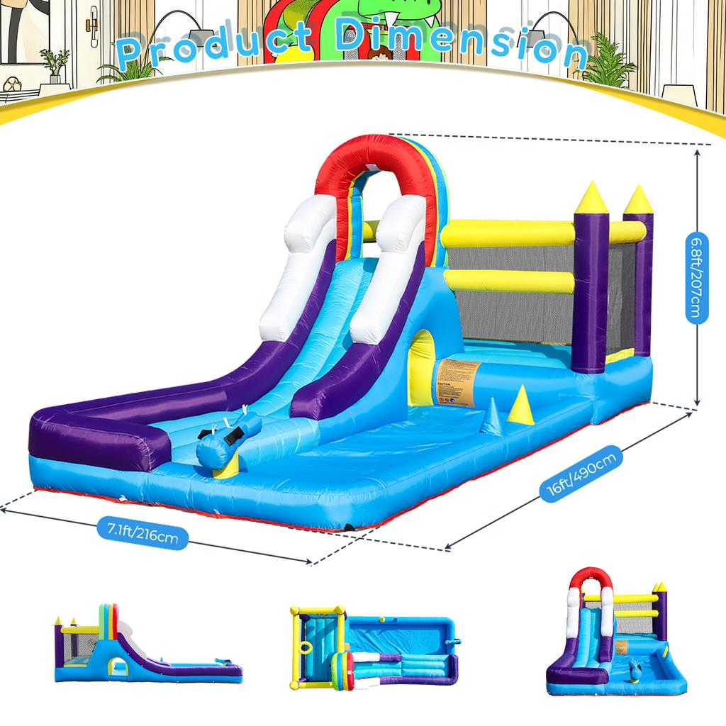 Commercial Inflatable Bouncer Combo Bounce House Combo Water Slide with Slide,Climbing Wall,Obstacles,Trampoline, Ball Pit Pool