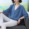 Women's Solid Color Hooded Knit Cardigan, Korean Style Batwing Sleeve, Short Single-Breasted Sweater Coat for Autumn/Winter 2021.