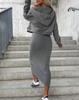 2023 New Autumn/Winter Two-Piece Vest Dress & V-Neck Sweatshirt Knitted Women's Set