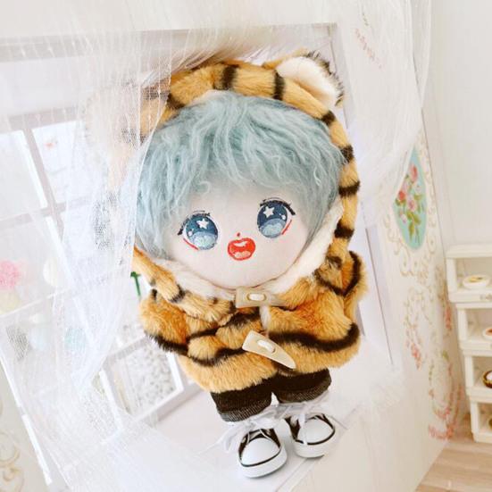 Doll Clothes Tiger Pattern Dress-up Fabric Beautiful Doll Hooded Coat Pants Outfit for 20cm Doll