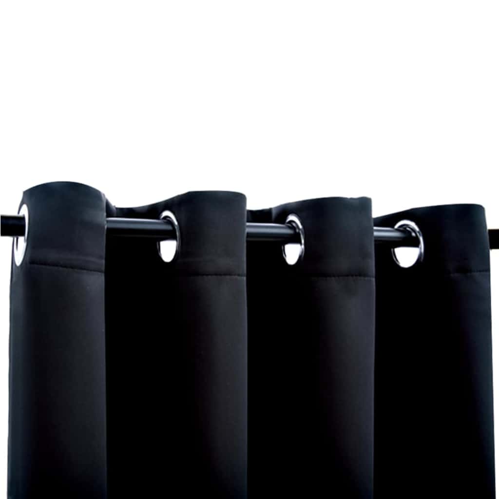Blackout Curtains with Metal Grommets 2 Pcs Black 140 X 175 Cm