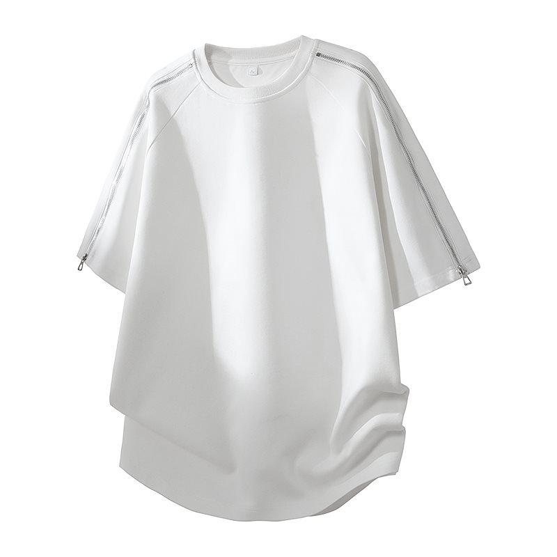 2024 Men's Deconstructed Short-Sleeve Round Neck T-shirt with Zipper Detail