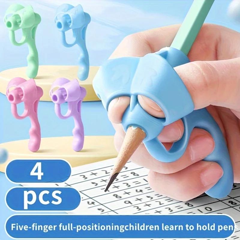 4pcs Grip Pen Corrector, Writing Posture Assistance Tool, Soft Rubber Grip Pen, Handwriting Assistance Correction Tool
