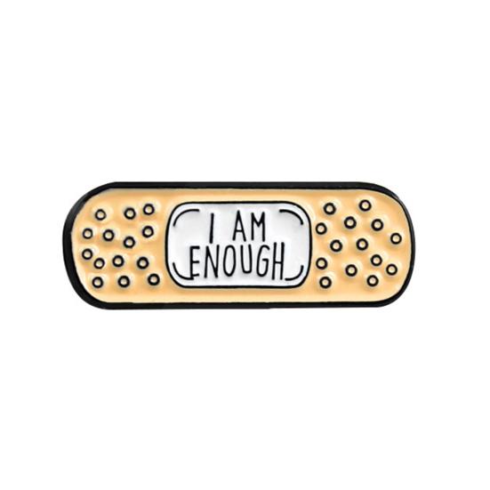 

ДЫШИТЕ, ВЕРИТЕ, ДОСТИГАЙТЕ СПОКОЙСТВИЯ, Я ДОСТАТОЧНО, брошь-лейкопластырь унисекс, значок на куртке жёлтый
