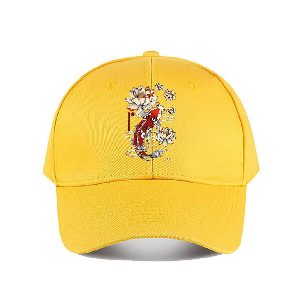 Japanese Koi Fish Lotus Canvas Wall Art Baseball Cap Fashion Unisex Sunhat Womens Outdoor Sports Snapback Cap