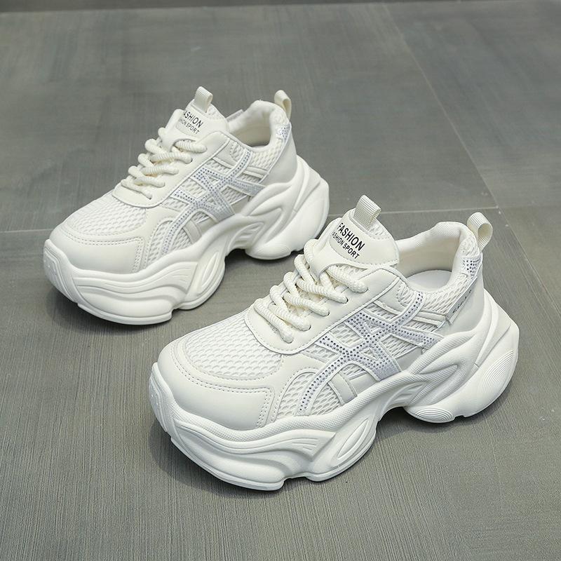 Platform dad shoes women's 2025 new summer casual lightweight mesh little white sports shoes ins trendy casual shoes women