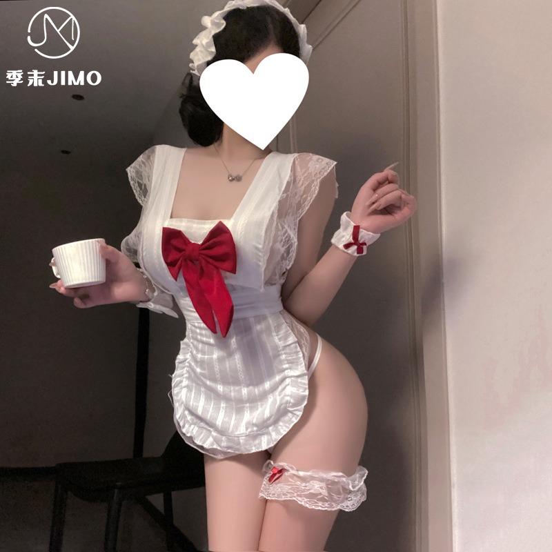 Sweet Sexy Pure Lace Bow Maid Cosplay Uniform Seduction Free Suit Female