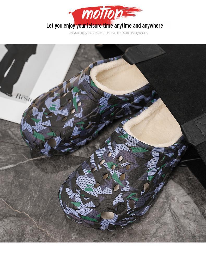 2025 Winter Cotton Closed-Toe Velvet Warm Garden Slippers: Unisex Indoor Half Slippers