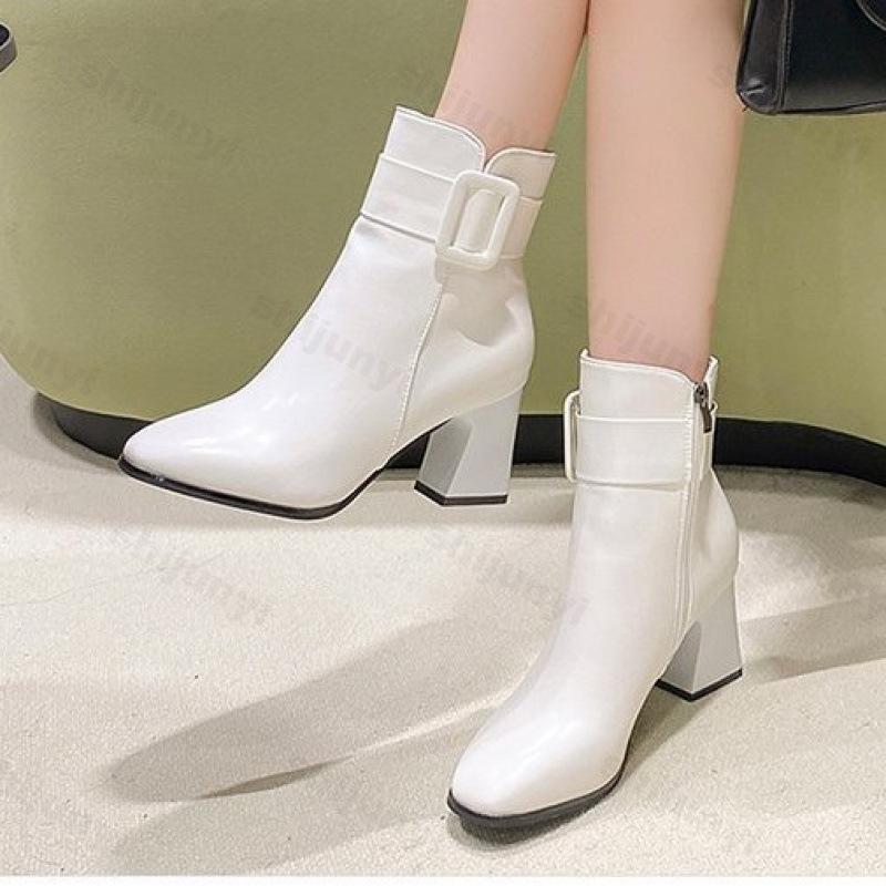Damenschuhe Seitenreißverschluss Damenstiefel 2026 Mode Spitze Warm und Elegant Schnalle Hohe Qualität Kurzes Fleece Knöchelhohe Stiefel