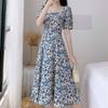 French Retro Puff Sleeve Large Size Skirt Summer Sweet Flora