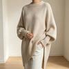 Autumn and Winter, Round Neck Pullover Knitted Sweater, Loose Fitting, Solid Color Women's Sweater