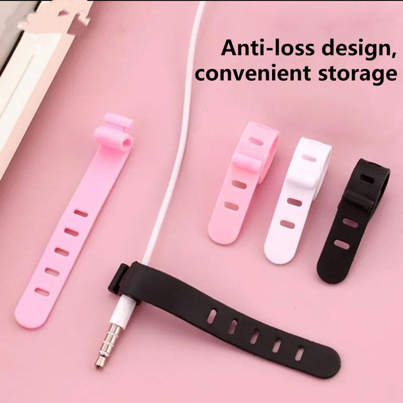 10PCS Cable Ties 5 Holes Cord Organizer Management Silicone Wire Holder Straps Zip Clips Reusable Tie Wraps Keeperwinder Rubber