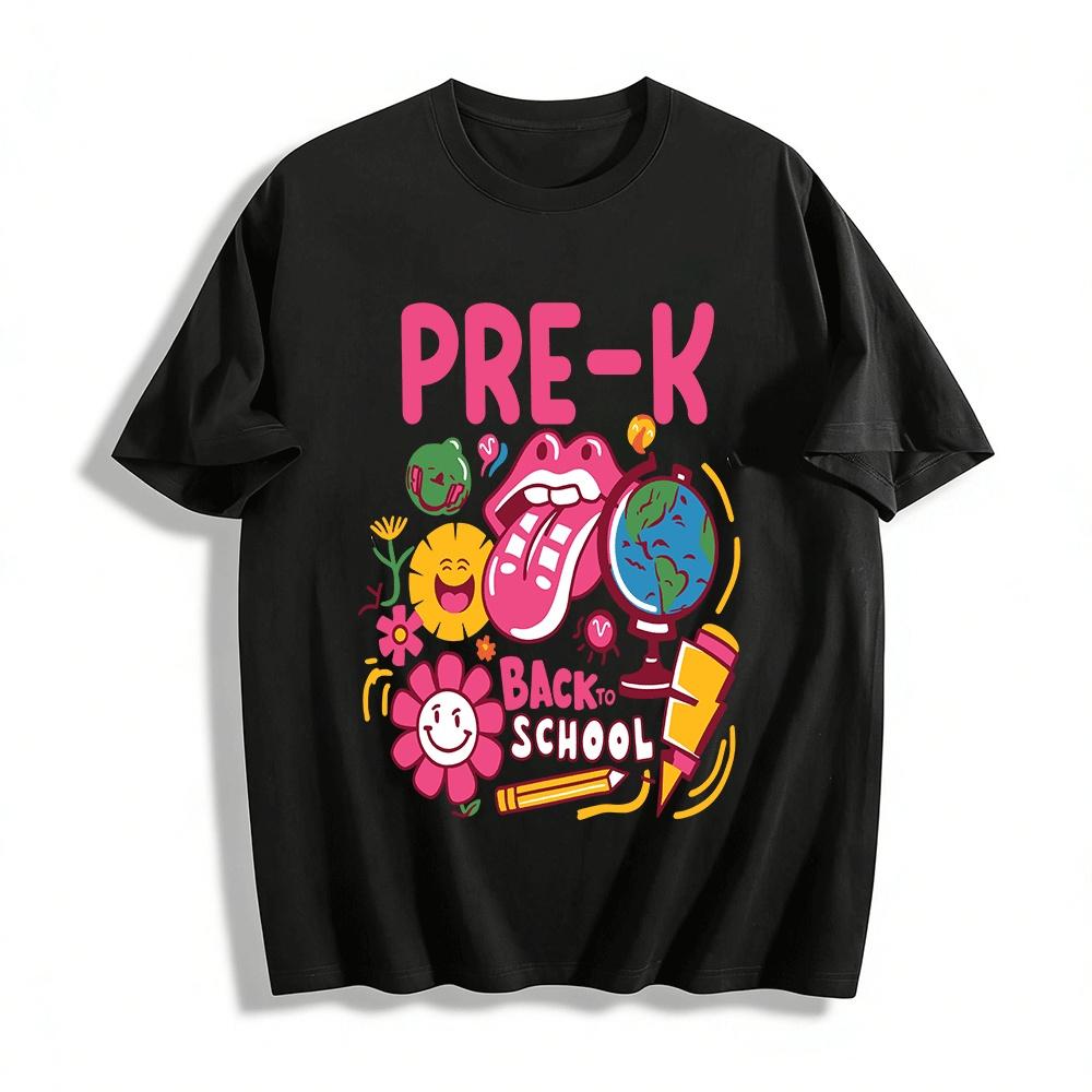 Pre-K Back To School Print Kids Top Preschool Season Casual Tee Pure cotton T-shirt XXS