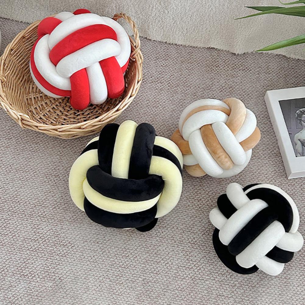 Knot Ball Throw Pillow Plush Soft Aesthetic Cushion Stress Relieving Decorative Two-Color Knotted Pillow for Sofa Bed Car Decor