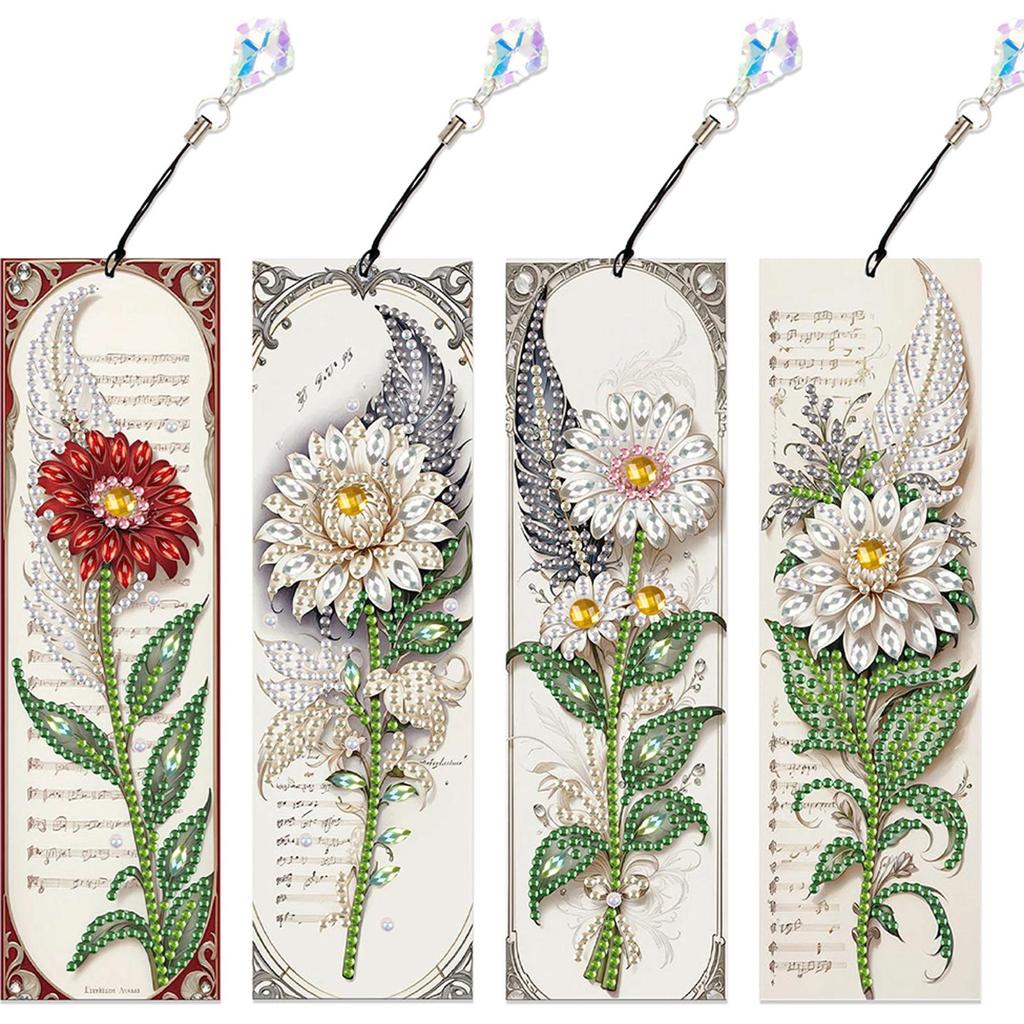 4Pcs DIY with Butterfly Pendants Diamond Painting Art Bookmarks Gift for Book Lovers Mosaic Art Supplies